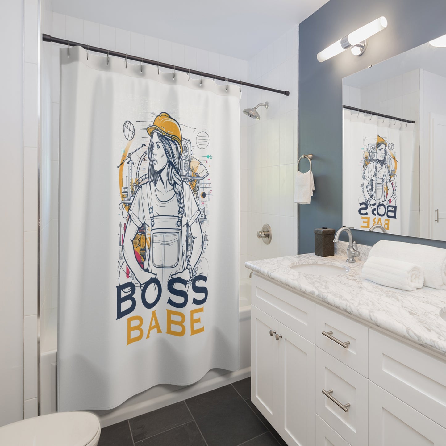 Briefing Room to Bathroom Oasis - Boss Babe - Shower Curtains