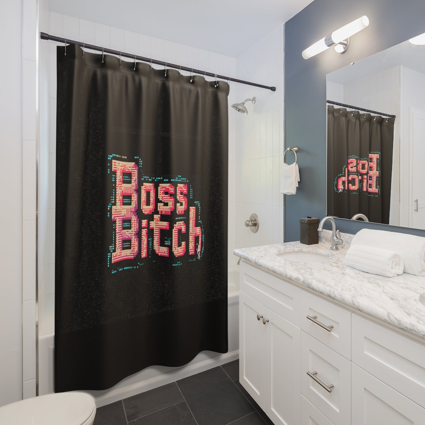 Turning Water into My Power Source - Boss Bitch - Shower Curtains