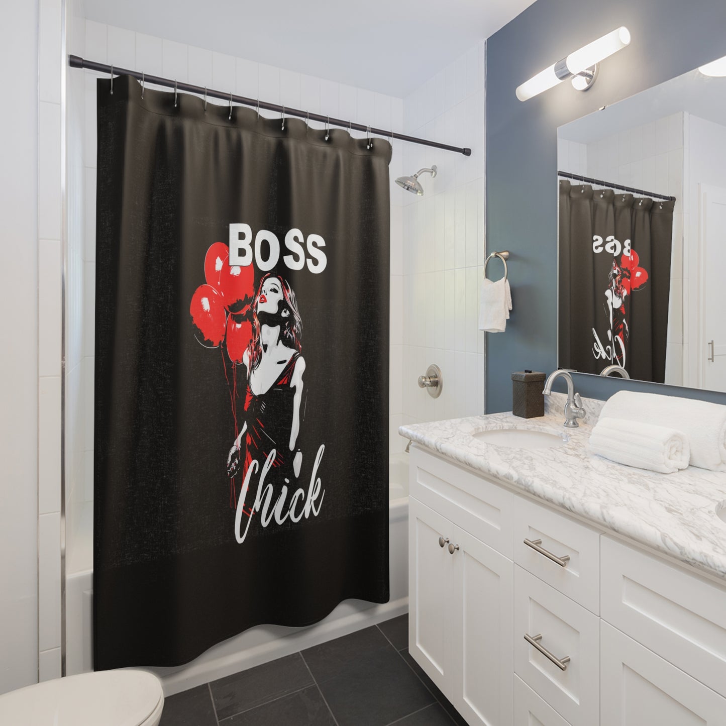 Rinsing Off the Day's Wins - Boss Chick - Shower Curtains