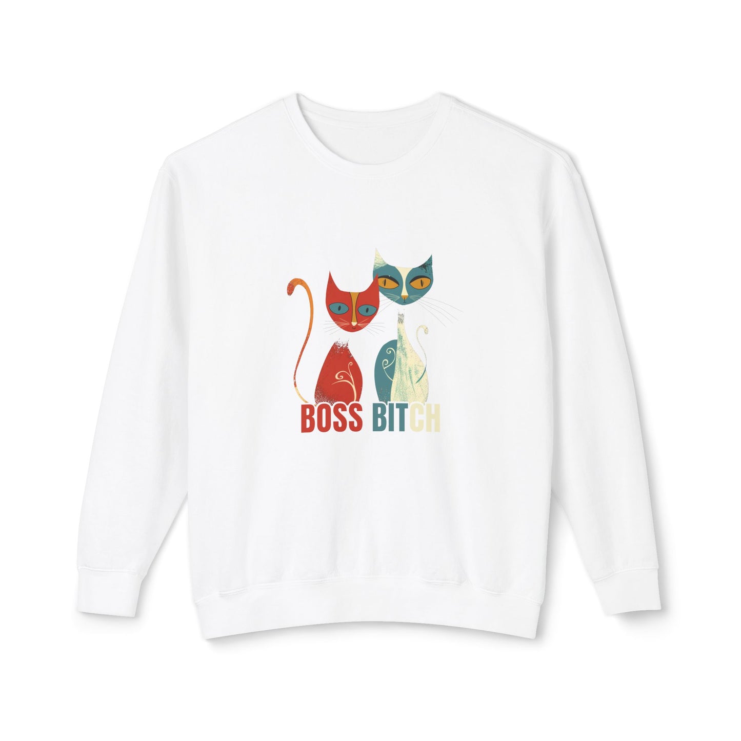 Boss Bitch Cats - Unisex Lightweight Crewneck Sweatshirt