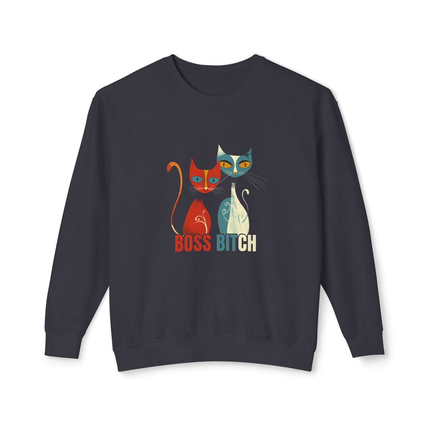 Boss Bitch Cats - Unisex Lightweight Crewneck Sweatshirt