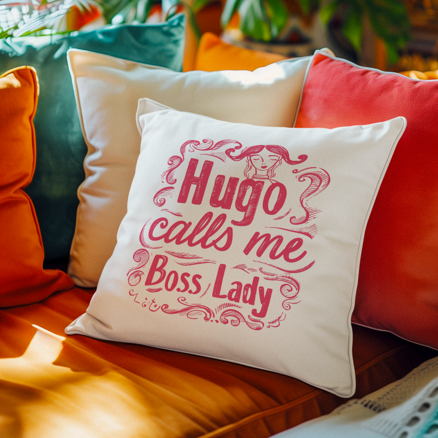 Own the Spotlight - Hugo Calls Me Boss Lady - Square Pillow