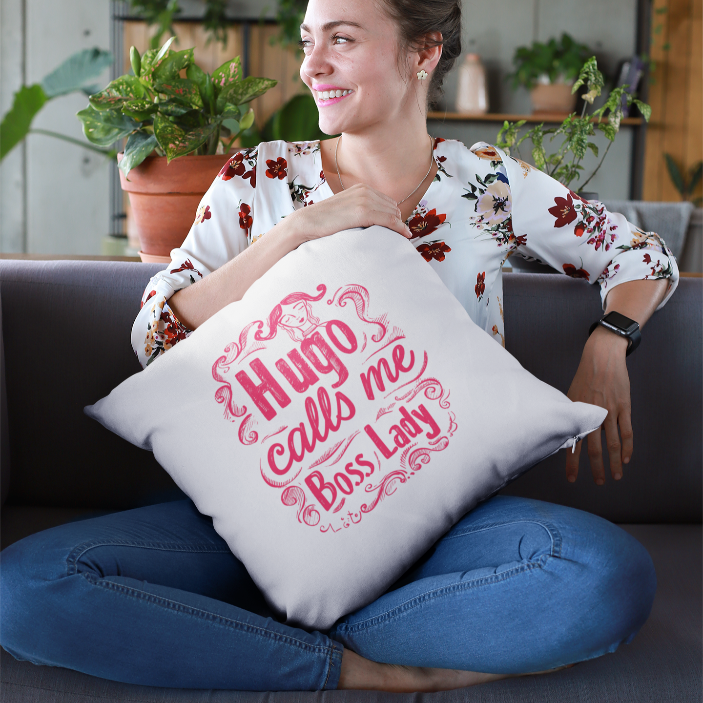 Own the Spotlight - Hugo Calls Me Boss Lady - Square Pillow