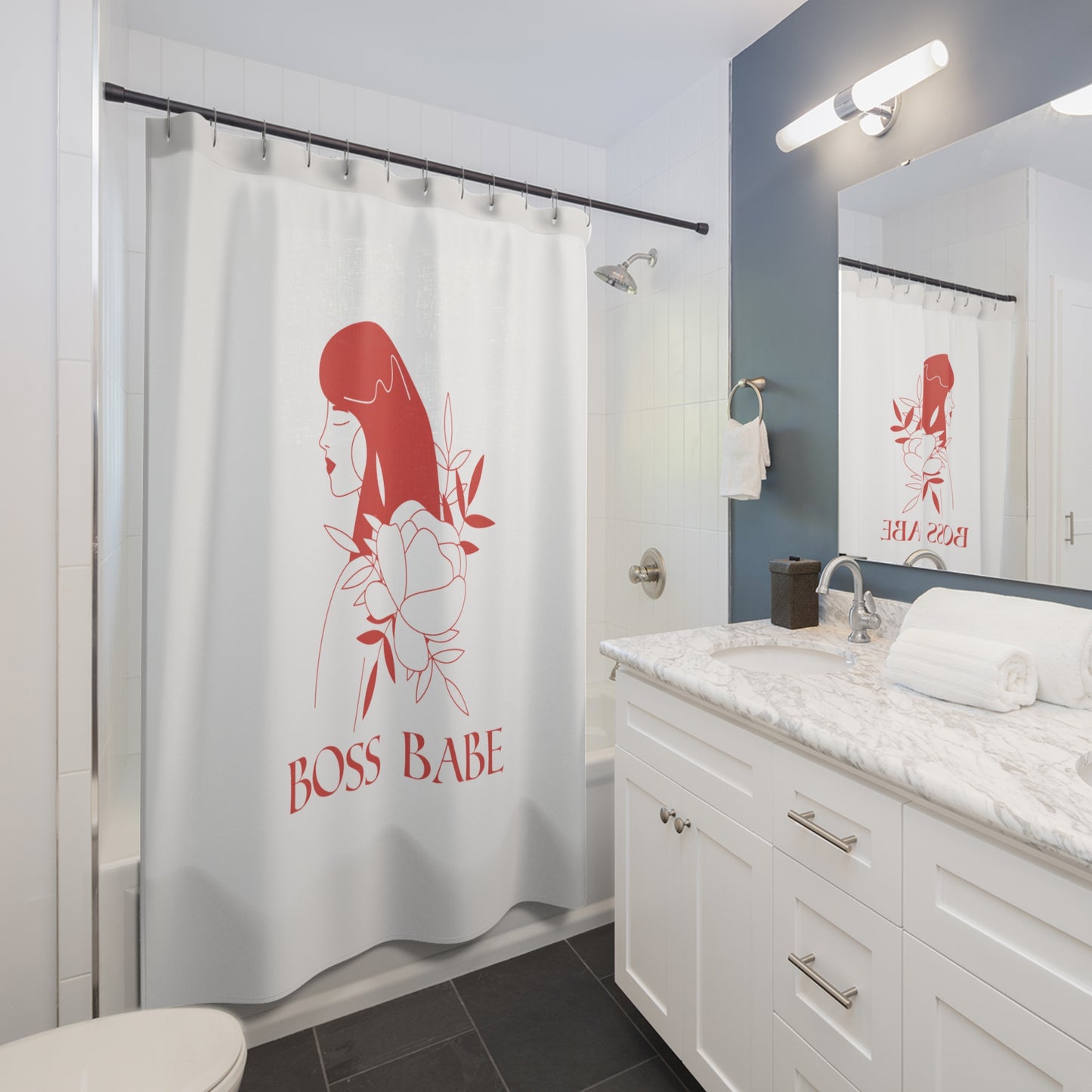 Negotiating Peace with Water - Boss Babe - Shower Curtains