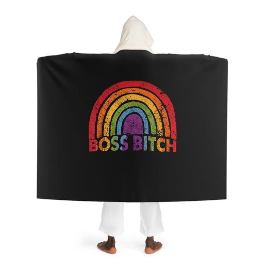 Boss Bitch Rainibow - Hooded Sherpa Fleece Blanket