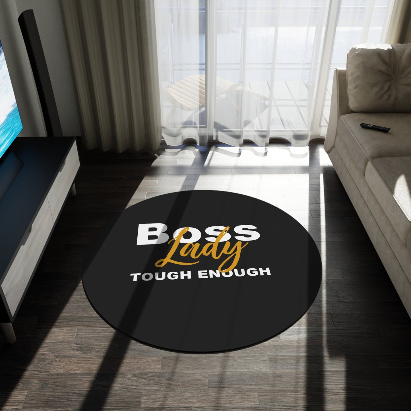 Boss Lady Tough Enough - Round Rug