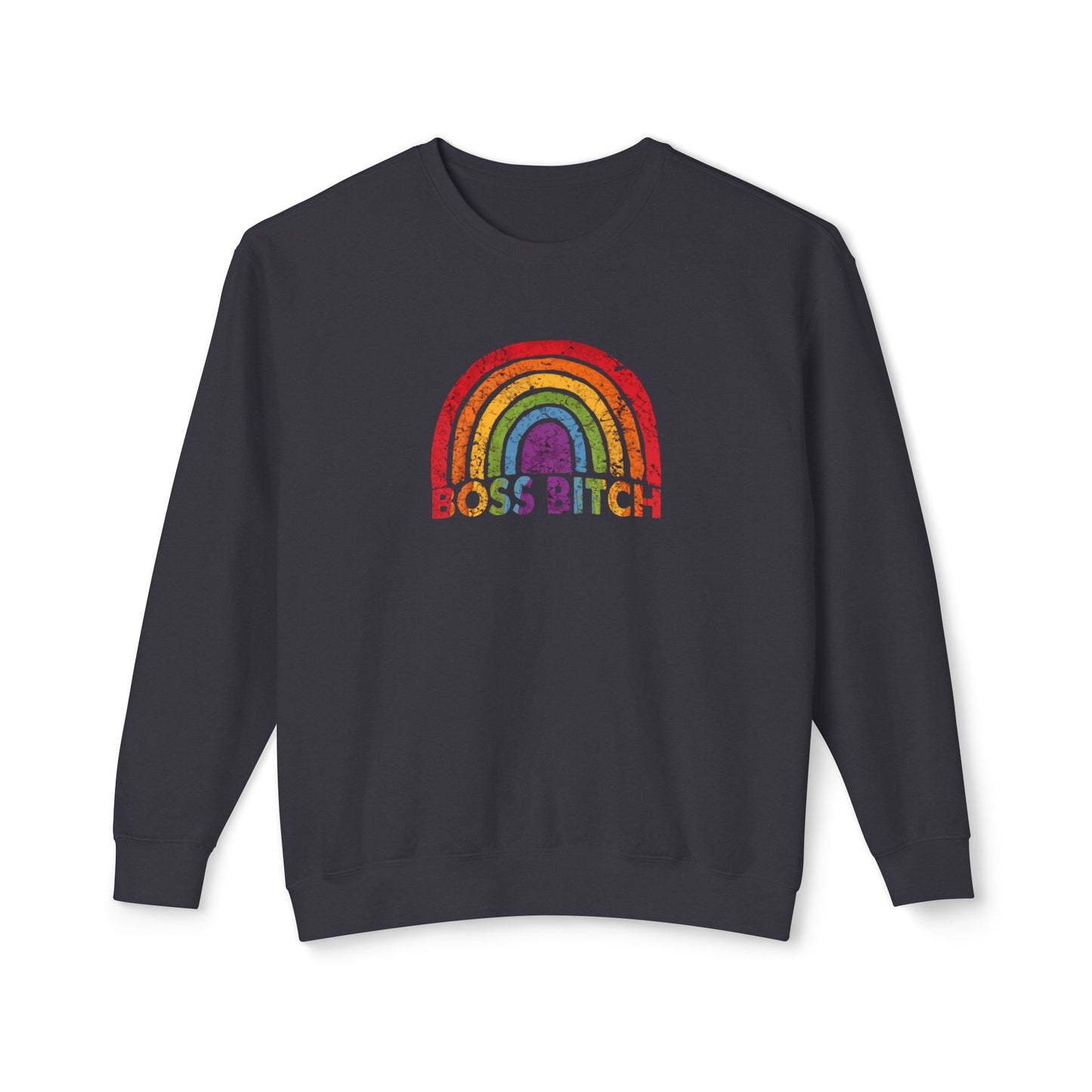 Boss Bitch Rainbow - Unisex Lightweight Crewneck Sweatshirt