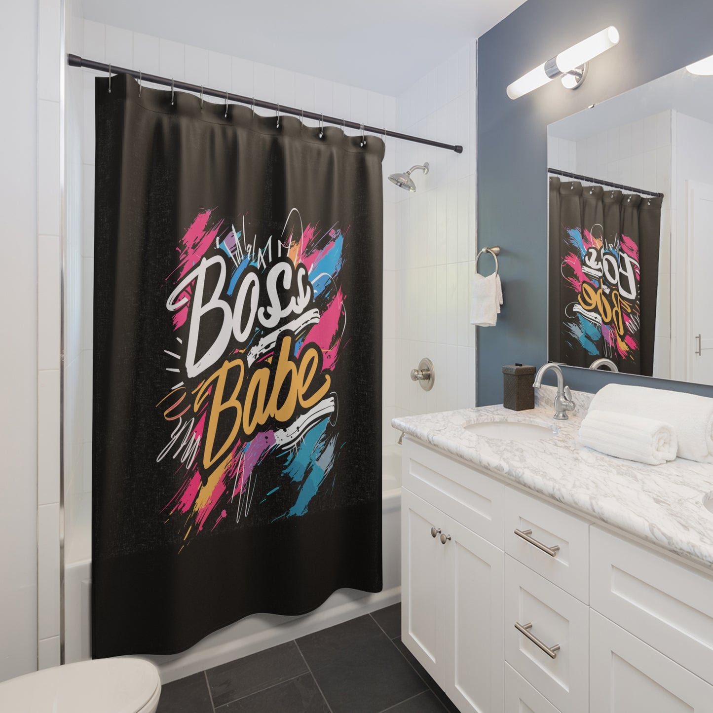 The Curtain Call for Stress - Boss Babe - Shower Curtains