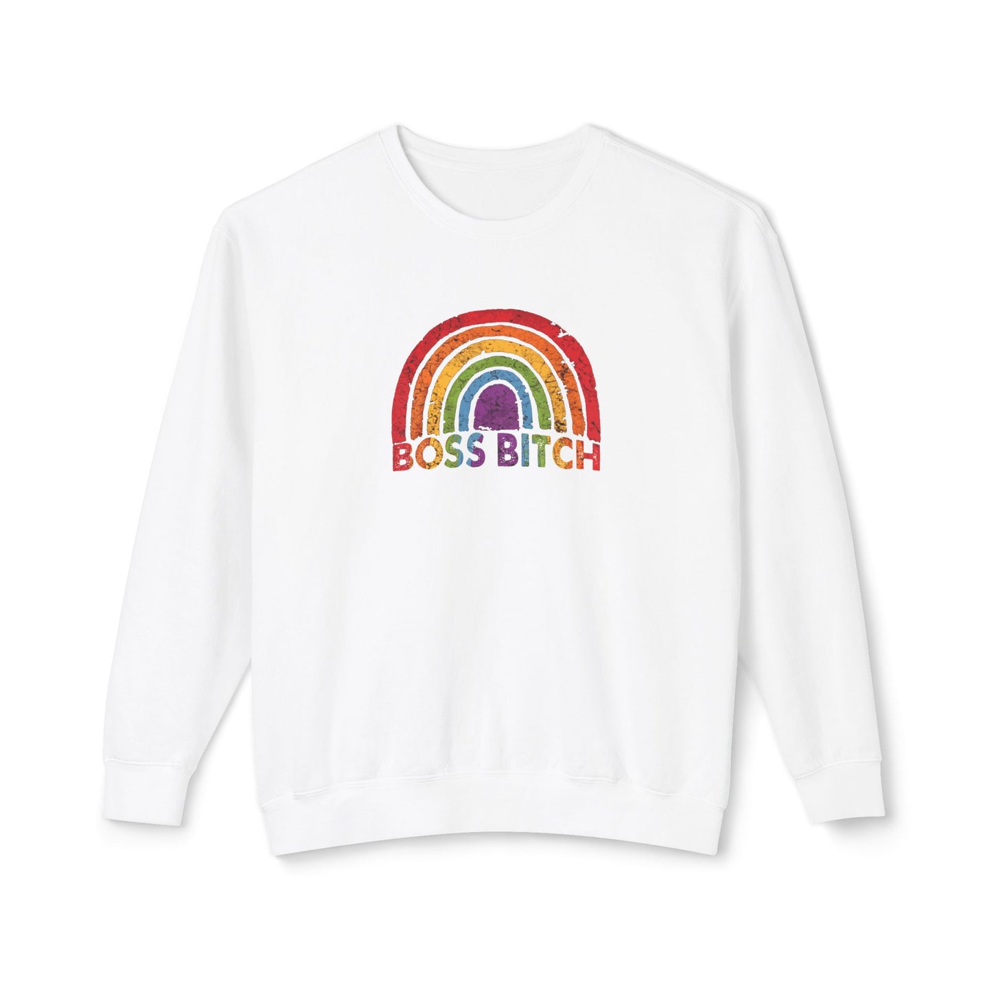 Boss Bitch Rainbow - Unisex Lightweight Crewneck Sweatshirt