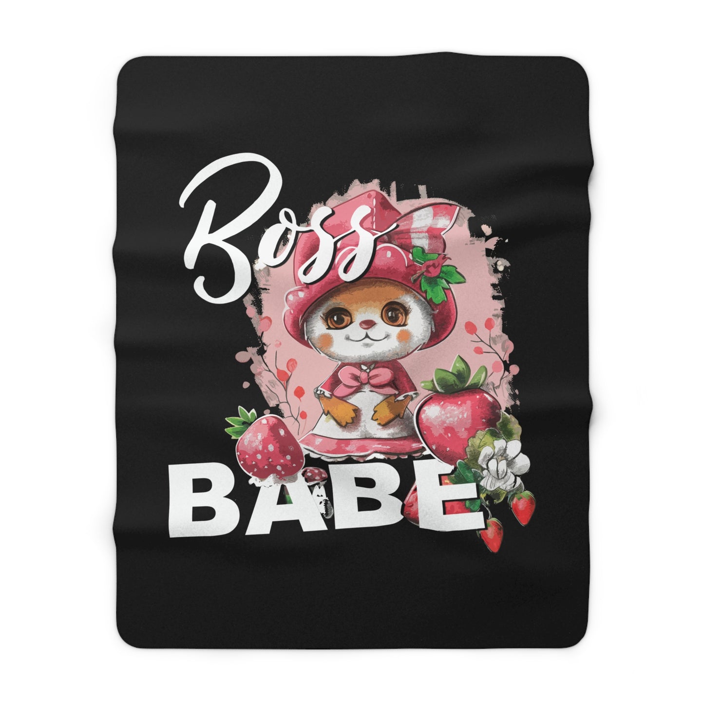 Boss Babe strawberry  lifestyle - Sherpa Fleece Blanket