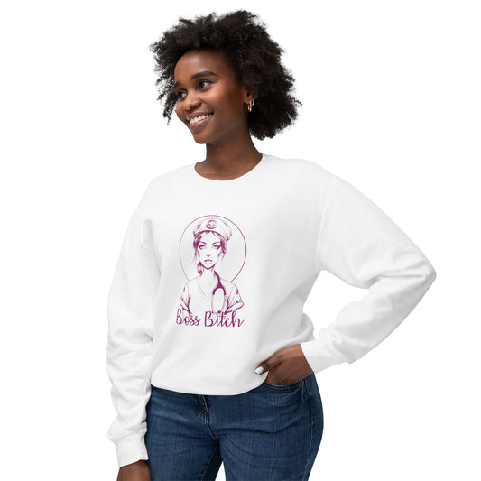 Boss Chick - Classy And Sassy Never Shady - Unisex Lightweight Crewneck Sweatshirt