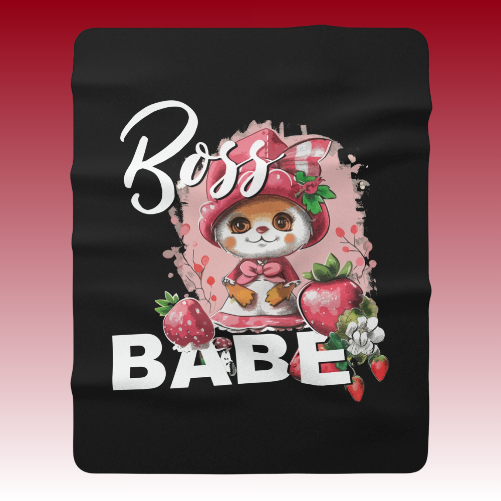 Boss Babe strawberry  lifestyle - Sherpa Fleece Blanket