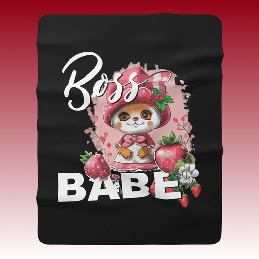 Boss Babe strawberry  lifestyle - Sherpa Fleece Blanket