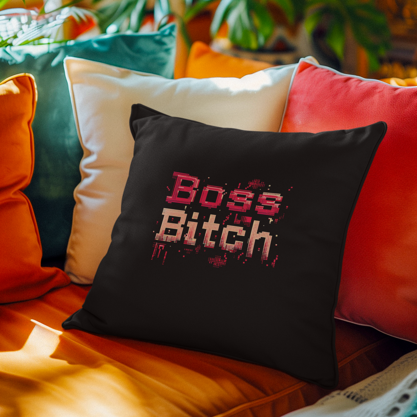 Work Hard, Shine Harder - Boss Bitch - Square Pillow