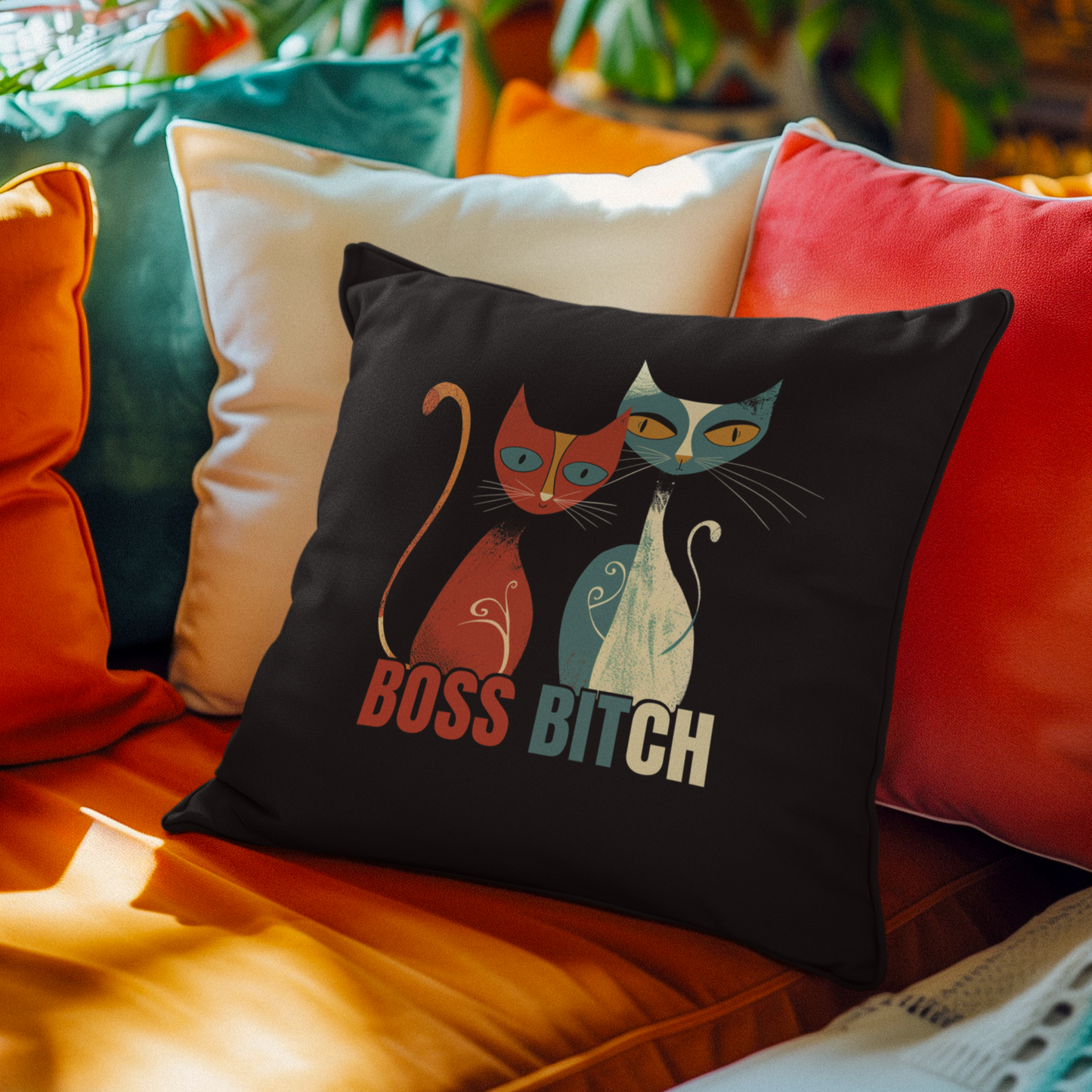 Hustle and Honor - Boss Bitch - Square Pillow