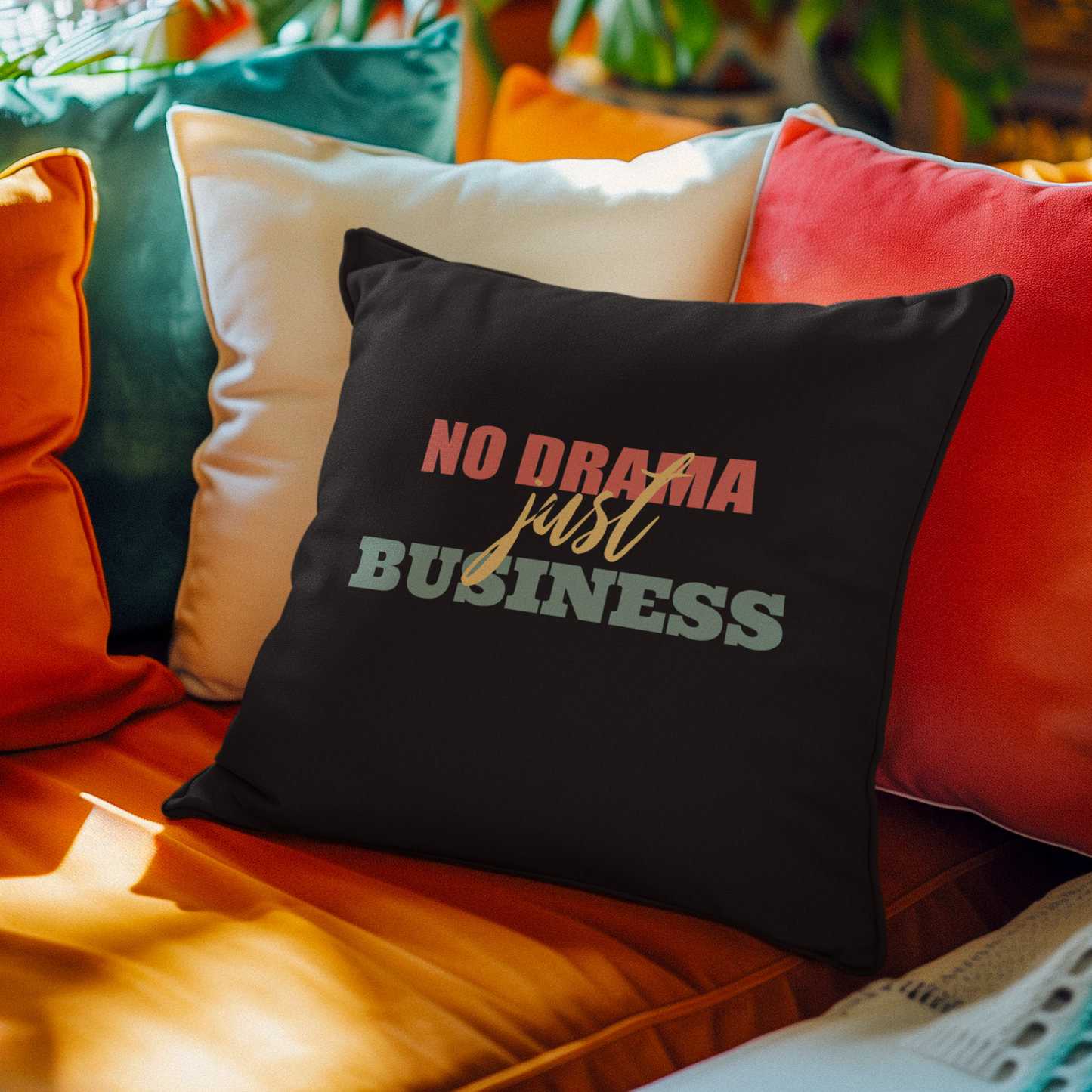 Commanding Attention Daily - No Drama just Business - Square Pillow