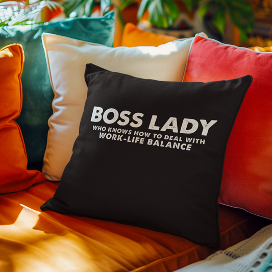 Powered by Ambition - Boss Lady Who Knows How To Deal With Work-Life Balance - Square Pillow