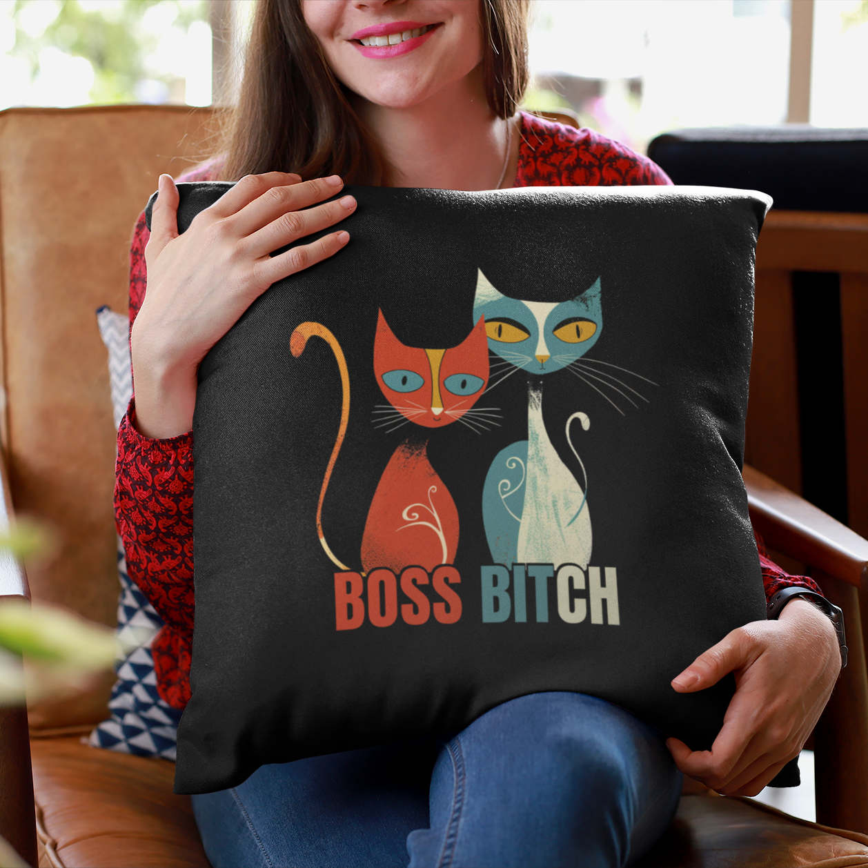 Hustle and Honor - Boss Bitch - Square Pillow