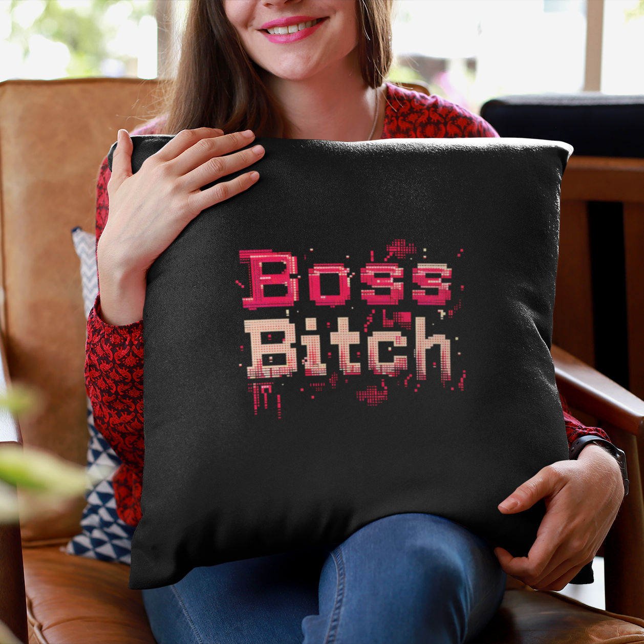 Work Hard, Shine Harder - Boss Bitch - Square Pillow