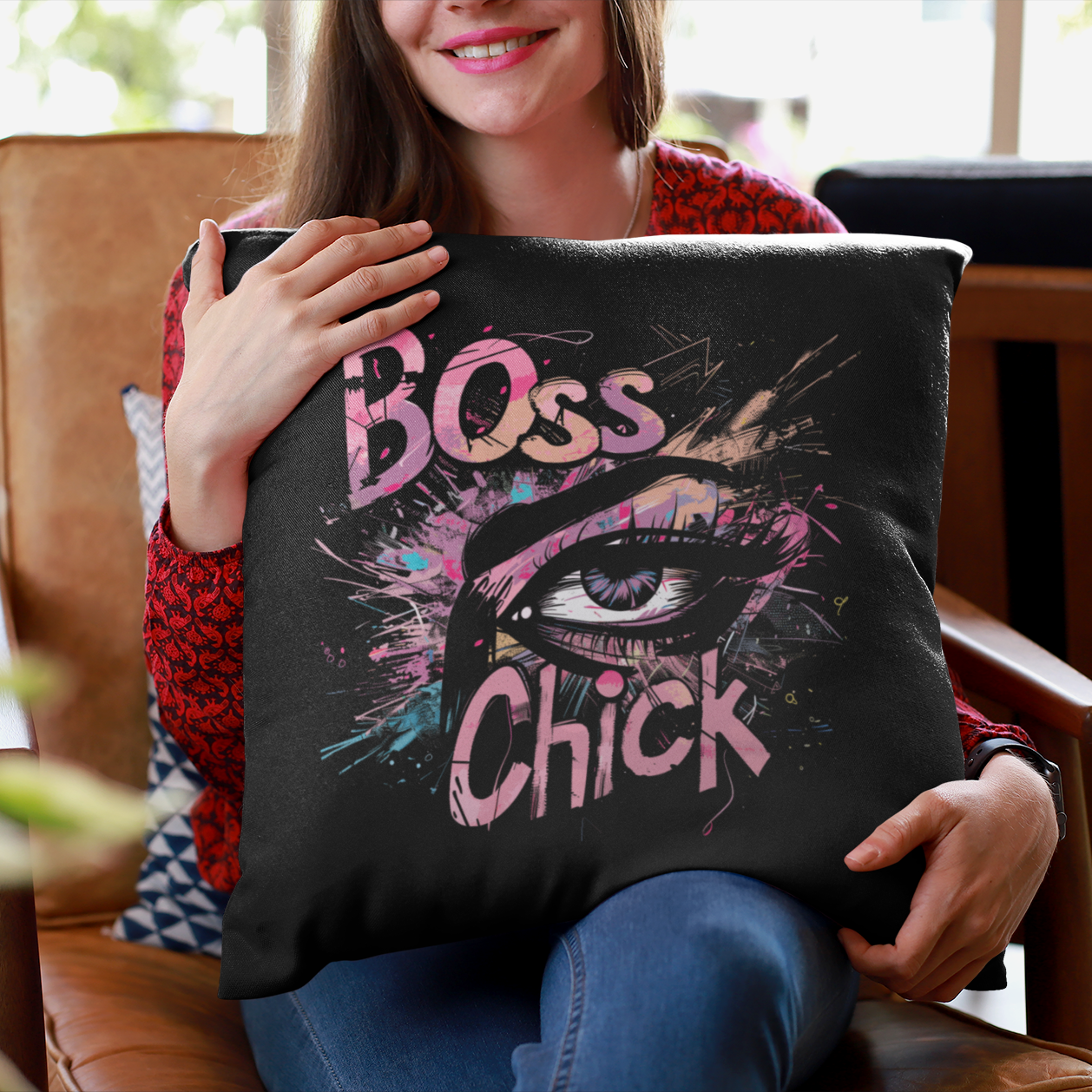 No Handouts, Just Hard Work - Boss Chick - Square Pillow