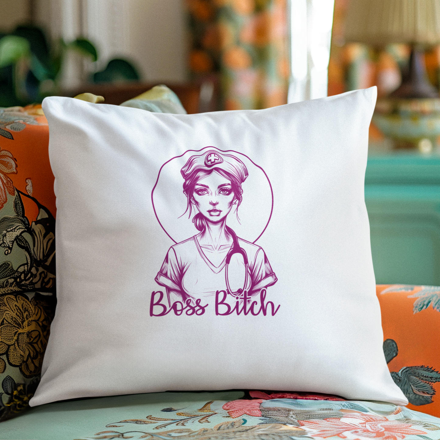 Proud of My Hustle - Boss Bitch Nurse - Square Pillow