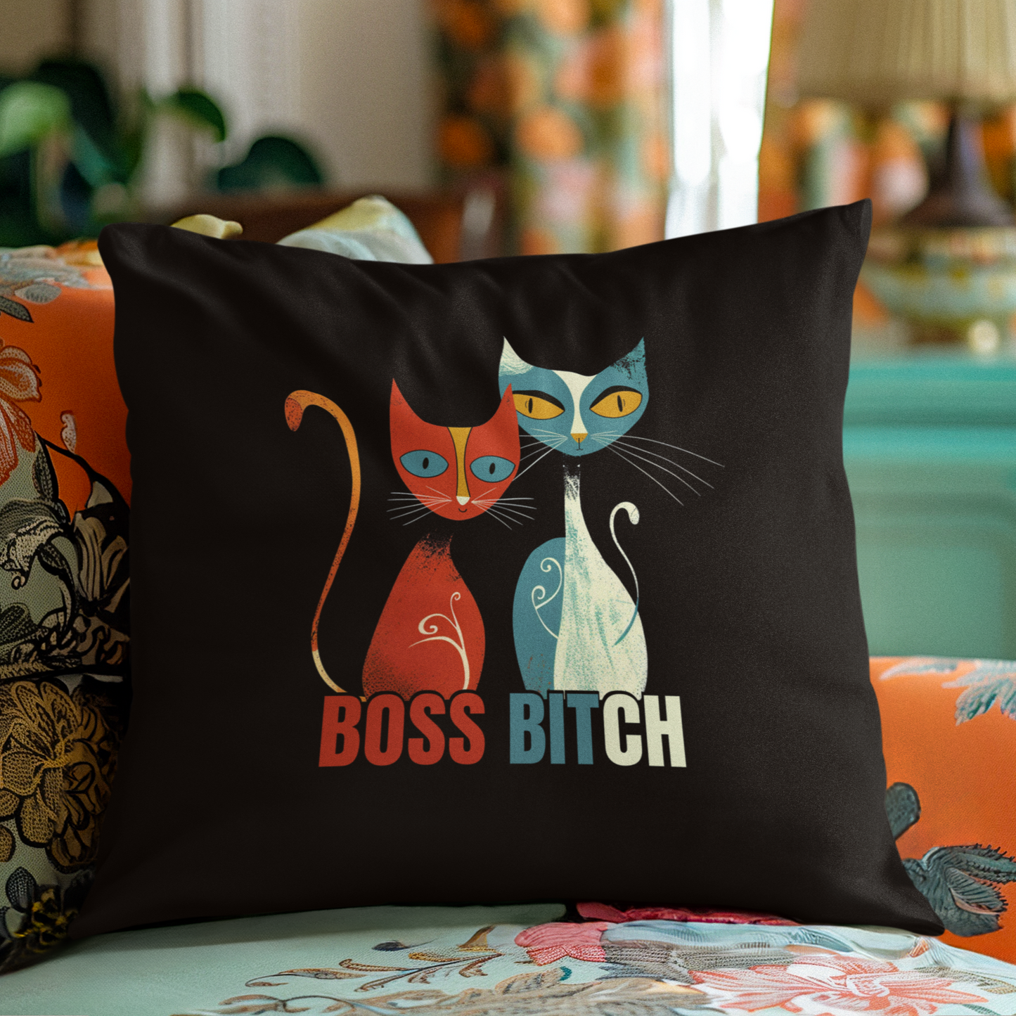 Hustle and Honor - Boss Bitch - Square Pillow