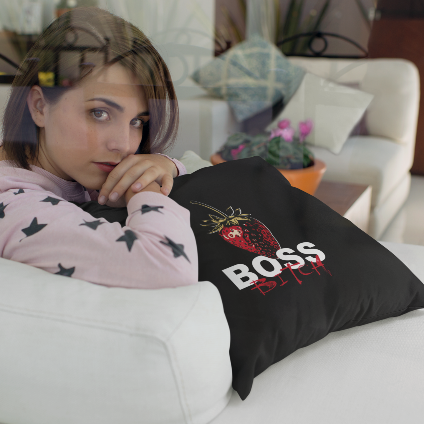 Proudly Self-Made - Boss Bitch - Square Pillow