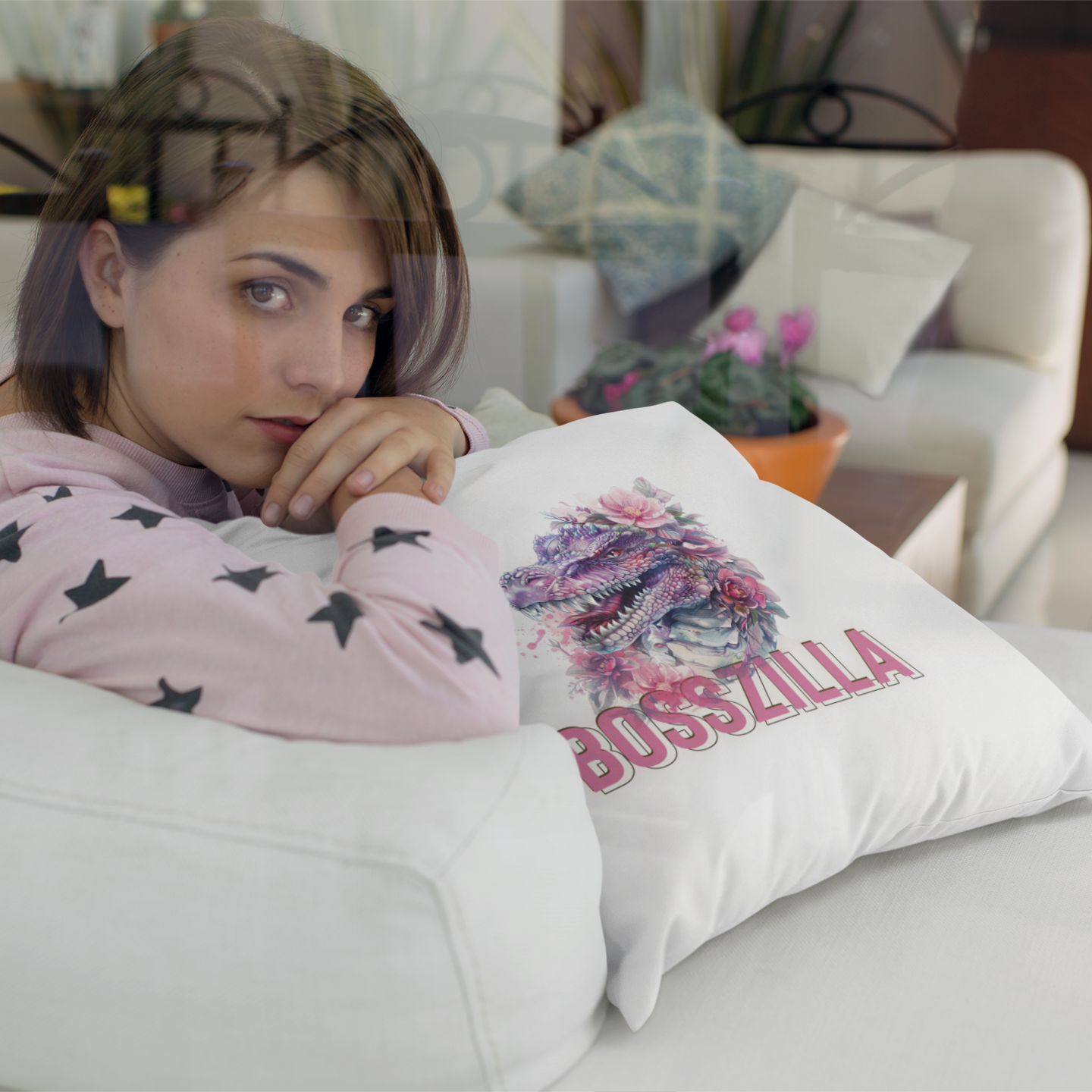Thriving on My Own - Bosszilla - Square Pillow