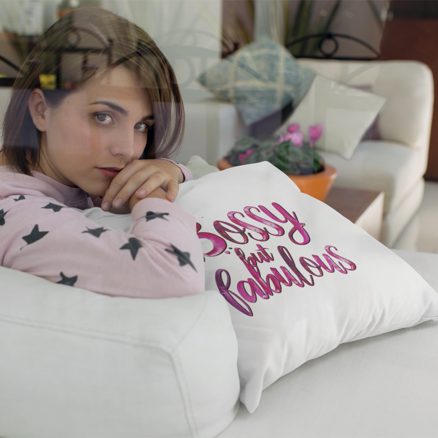 No Permission Needed - Bossy But Fabulous - Square Pillow